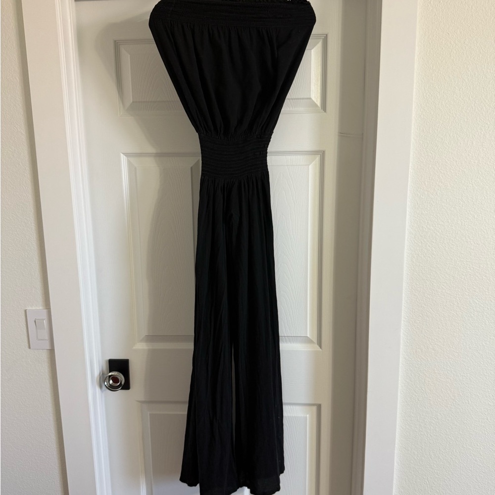 Super Comfy Black Linen Strapless Jumpsuit